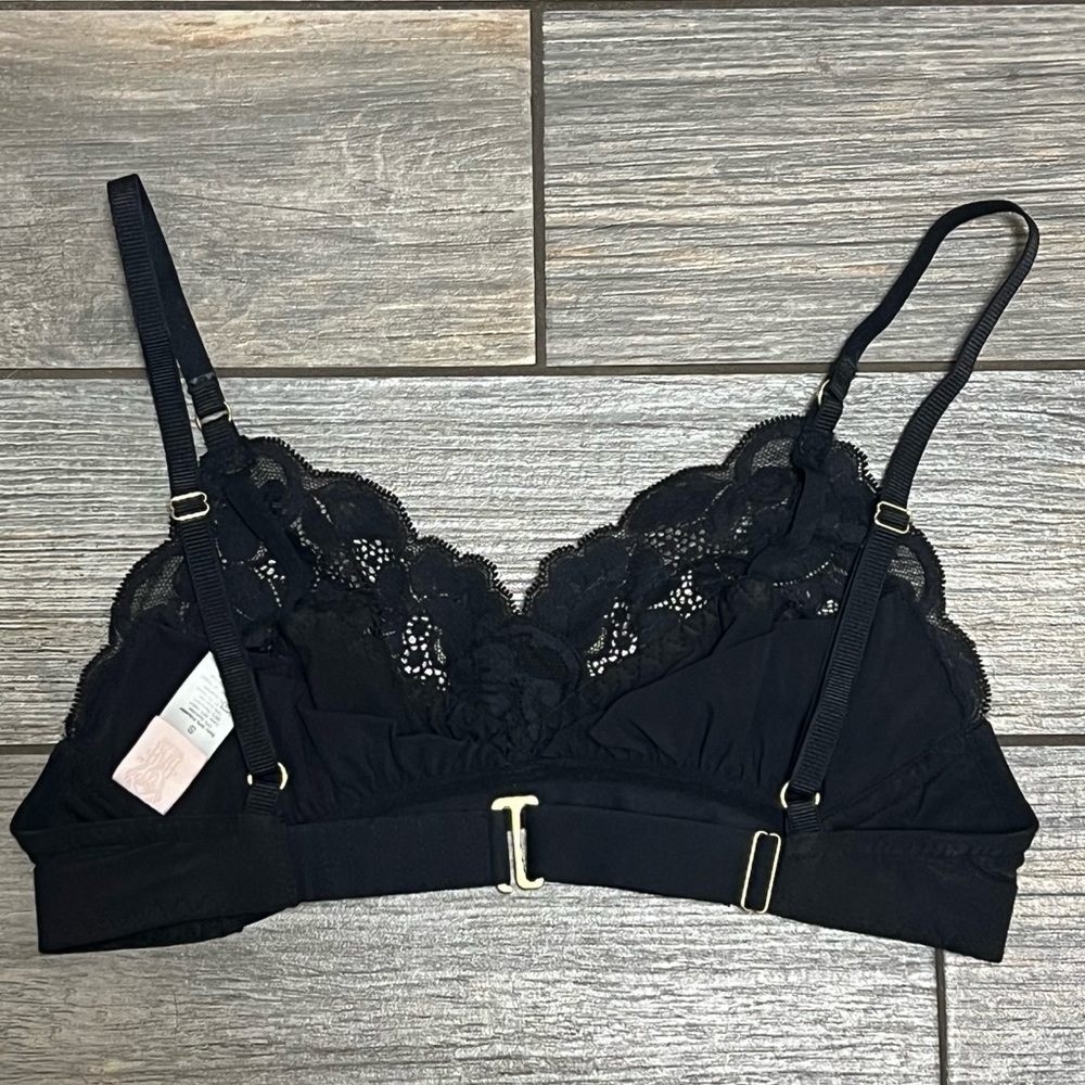 Free People We Are HAH Lounge Bralette Bra Size Small S Black Soft Wireless - Picture 7 of 16